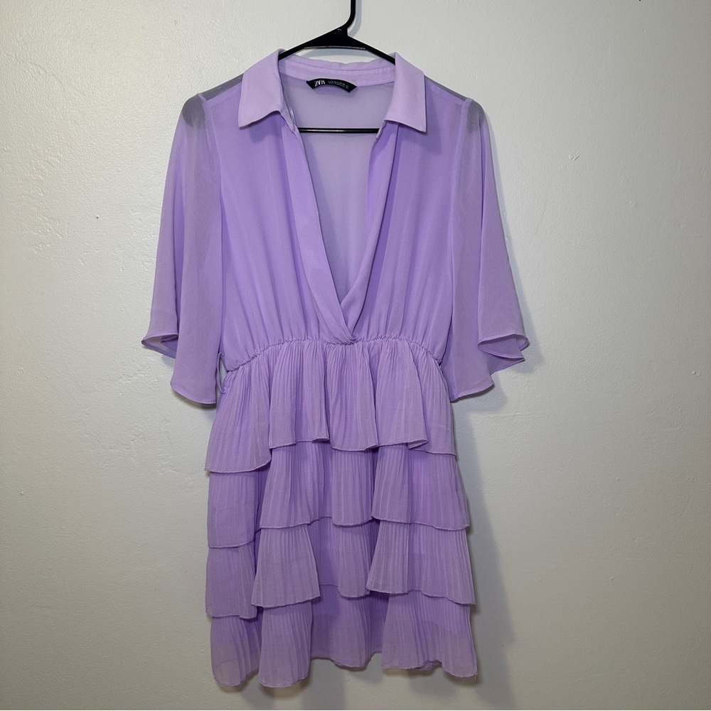 Zara Lavender Layered Mini Dress - Picture 2 of 6